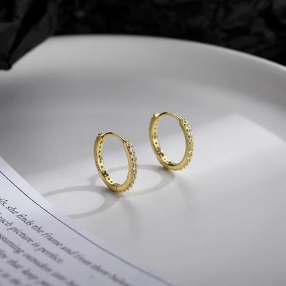 Boucles d'oreilles créoles rondes minimalistes en argent véritable pour femmes - Boucles d'oreilles créoles unisexes punk rock 